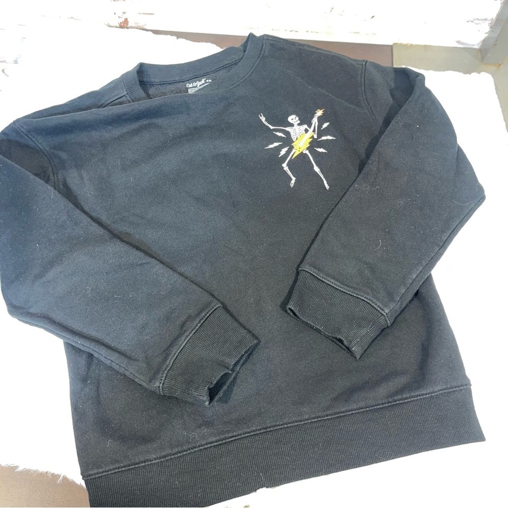 Cat & Jack Black Sweater with Skeleton Design youth size 8